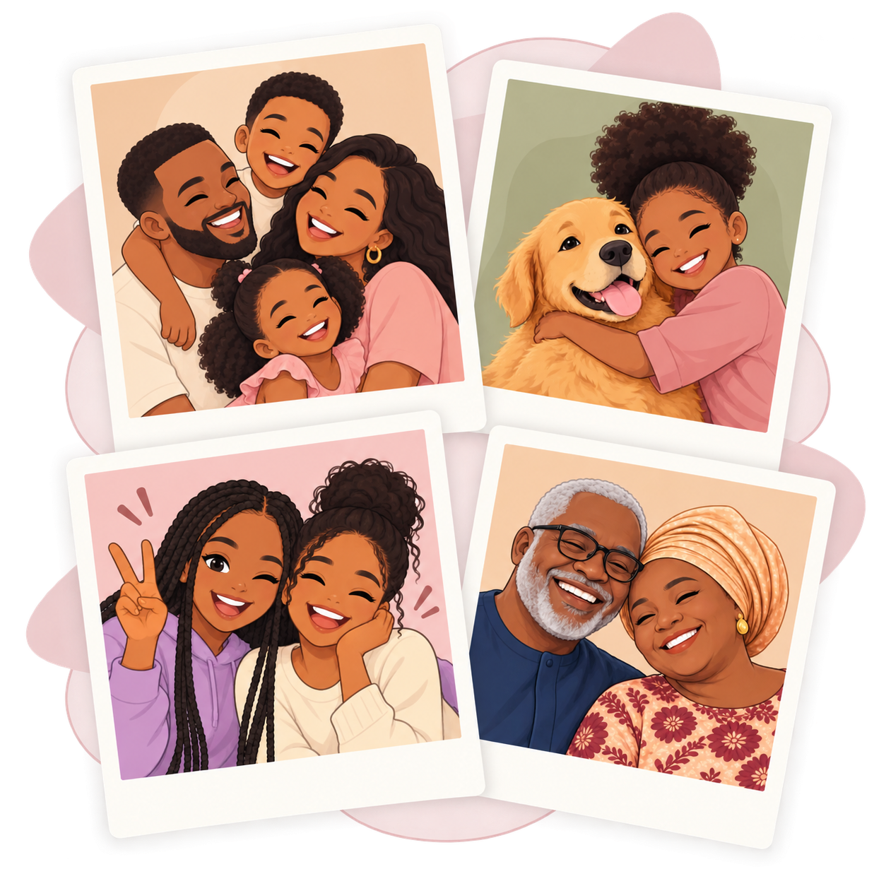 Family, friends and pets in a warm collage
